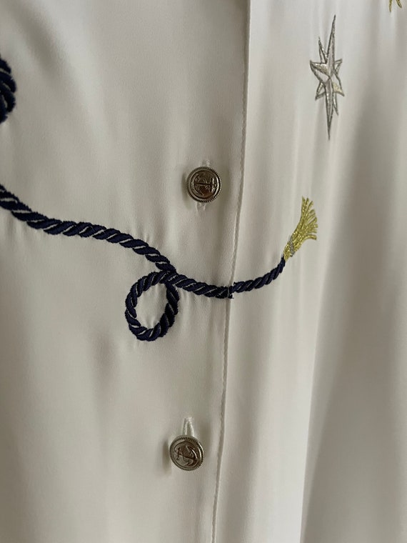 White Sailor vintage woman blouse, Maritime theme… - image 10