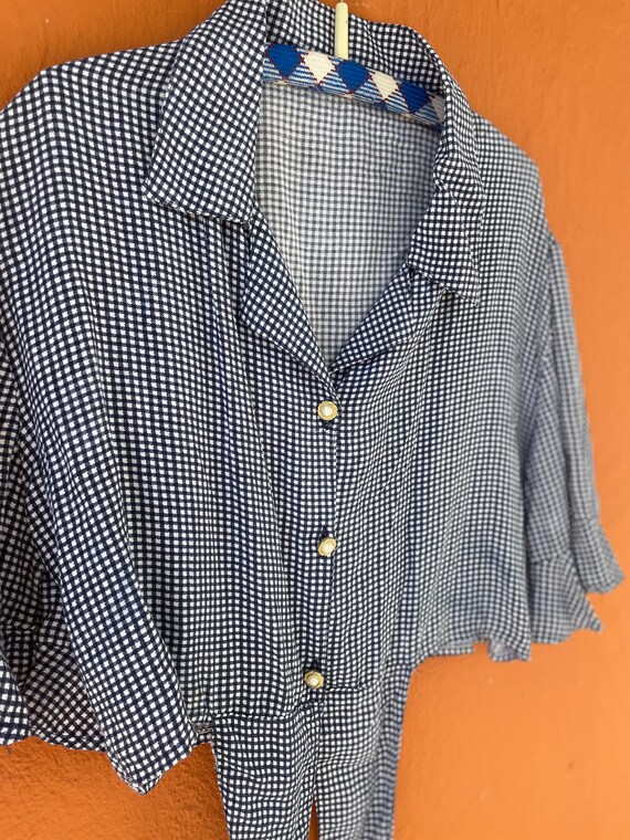 Vintage gingham cropped summer blouse, Knot tie s… - image 10