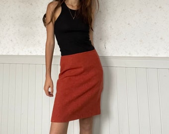 Weekend Max Mara skirt, Burnt orange virgin wool skirt, Designer skirt, Winter skirt, Herringbone Skirt