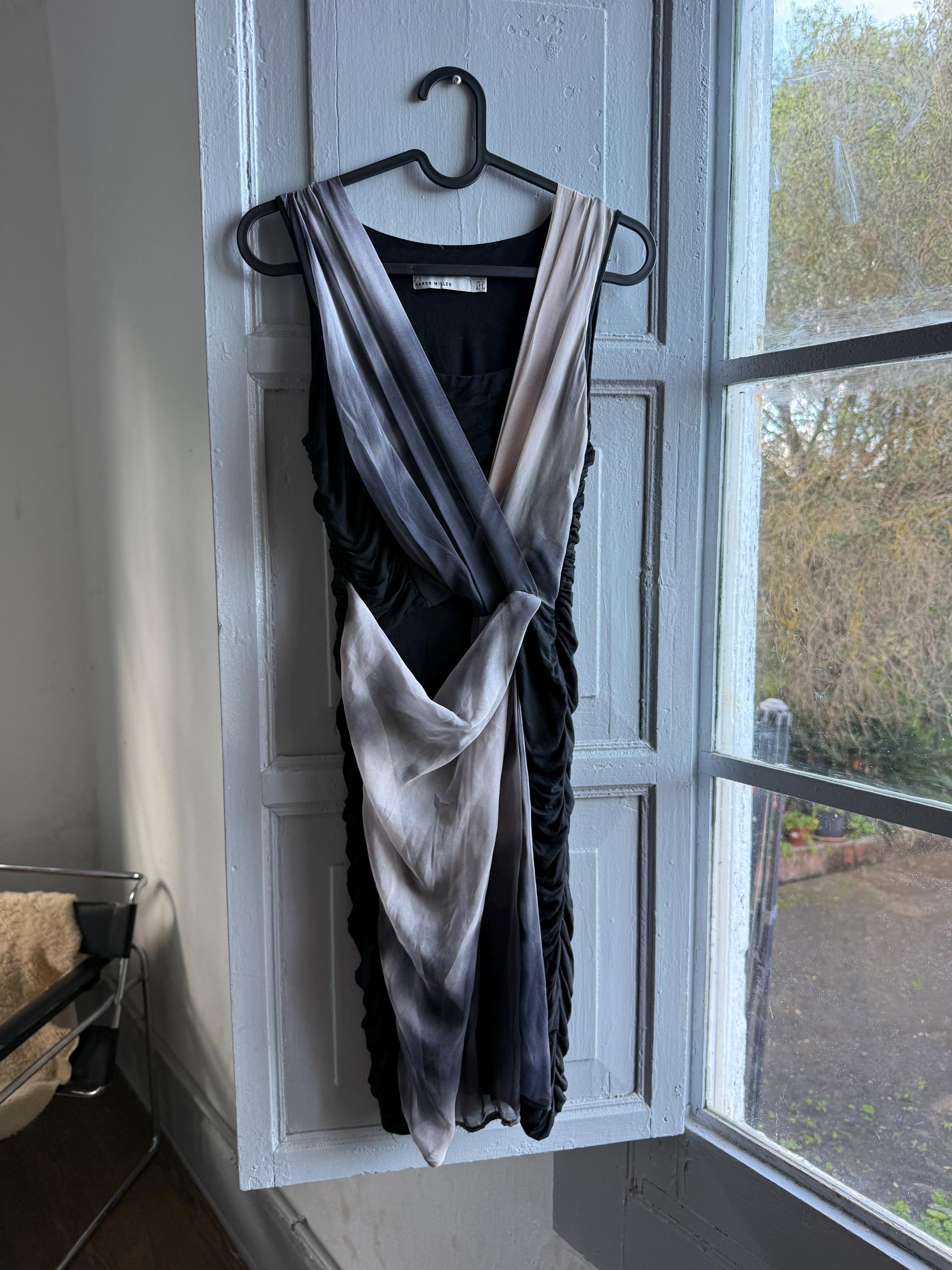 Robe Mi-Longue Noire En CrêPe Structuré à DéTails CroiséS Karen Millen