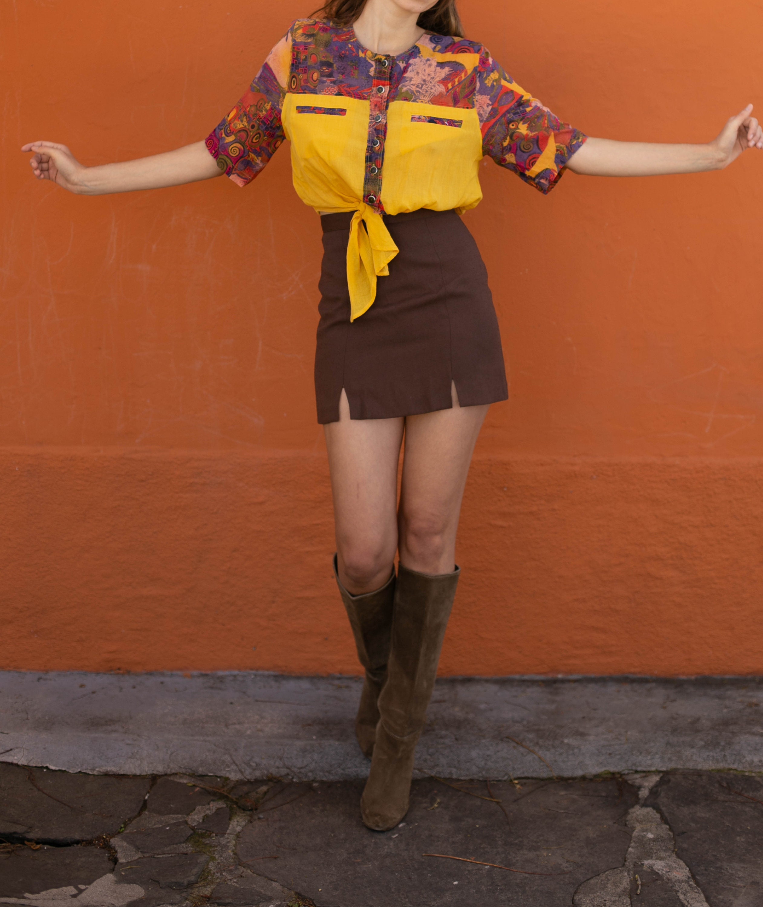 yellow knot top