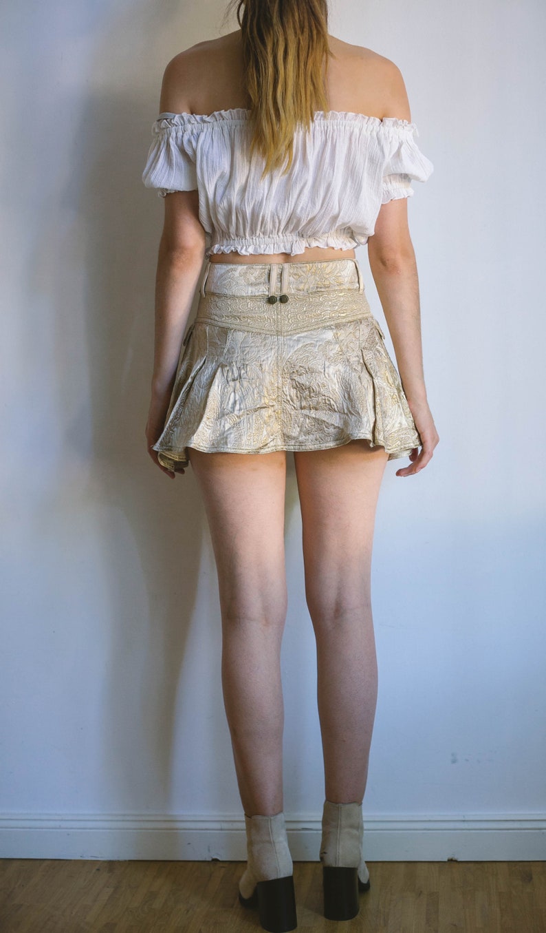 Vintage Roberto Cavalli golden mini skirt, sexy designer skirt, image 4