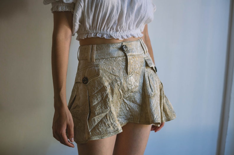 Vintage Roberto Cavalli golden mini skirt, sexy designer skirt, image 5