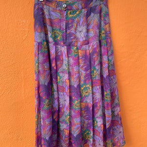 Long high waist summer skirt, Vintage purple floral feminine skirt, Long elegant skirt, True vintage Maxi skirt image 9