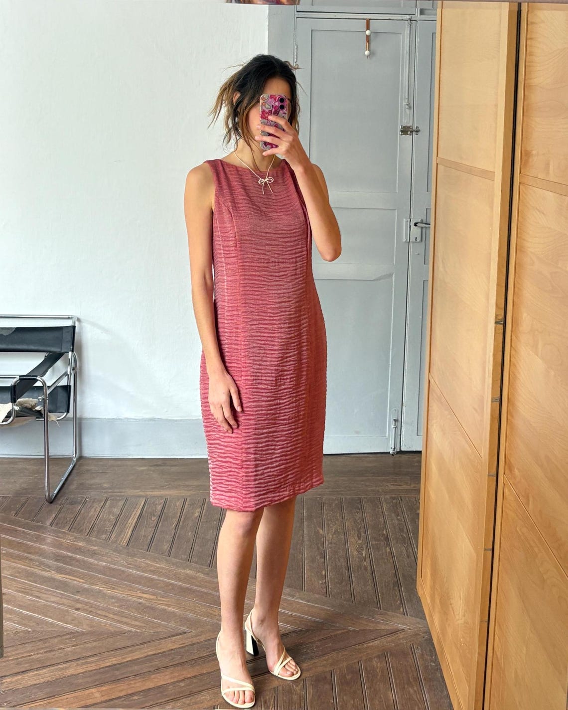 Pink Red Vintage Dress Tapioca José Pedro Zotano, foto 2 di 5