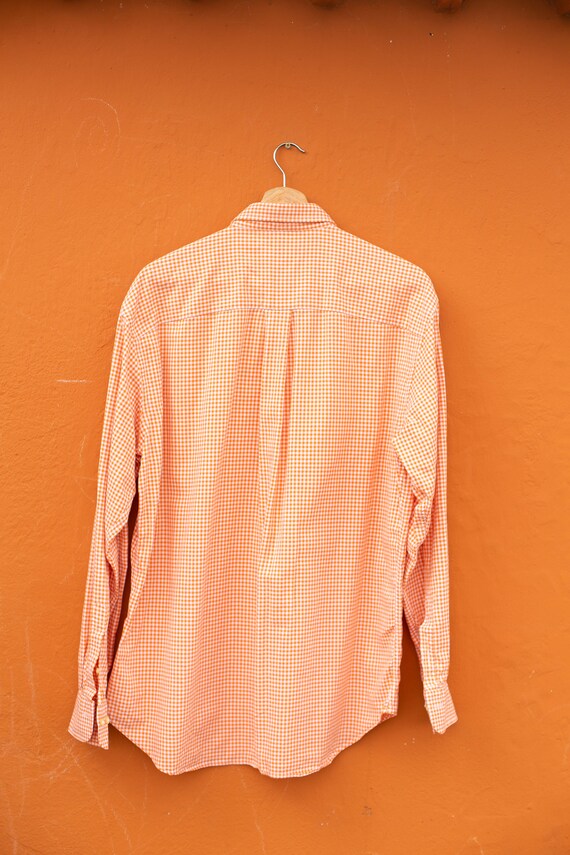 Vintage Burberry London Checkered Orange Button up Shirt, Collared 