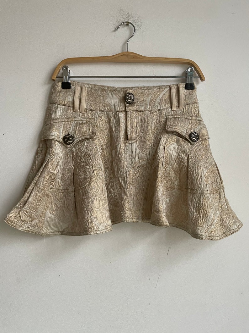 Vintage Roberto Cavalli golden mini skirt, sexy designer skirt, image 10