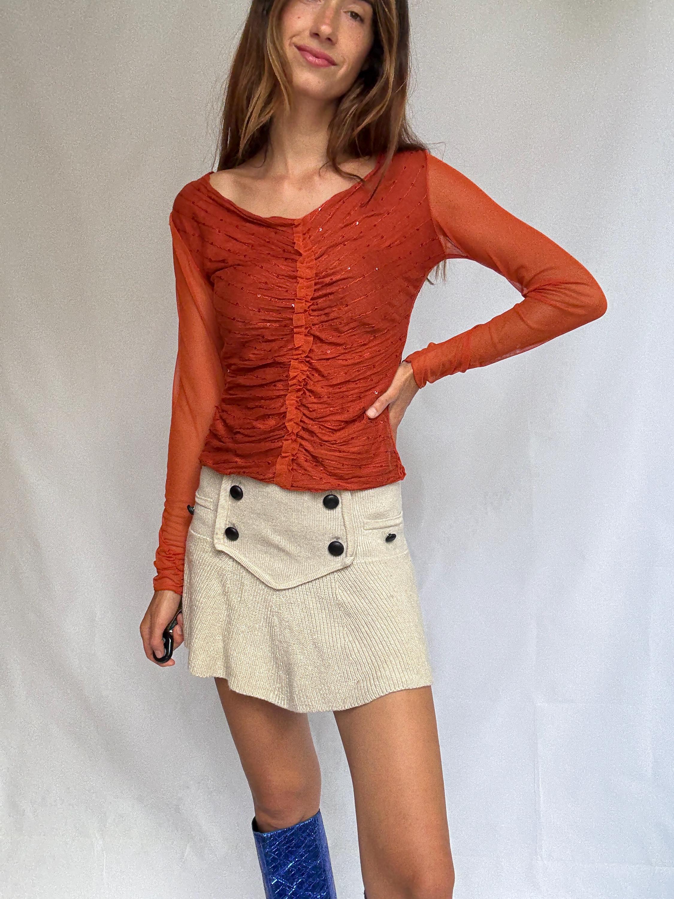 Haut Femme Next à Paillettes Et Coquillage - Jersey Crème - Taille 12 - Occasion Très Bon état