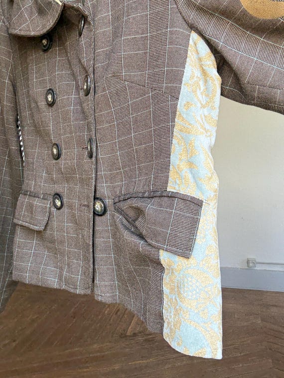 Luxe patchwork blazer jacket | Designer checked f… - image 8