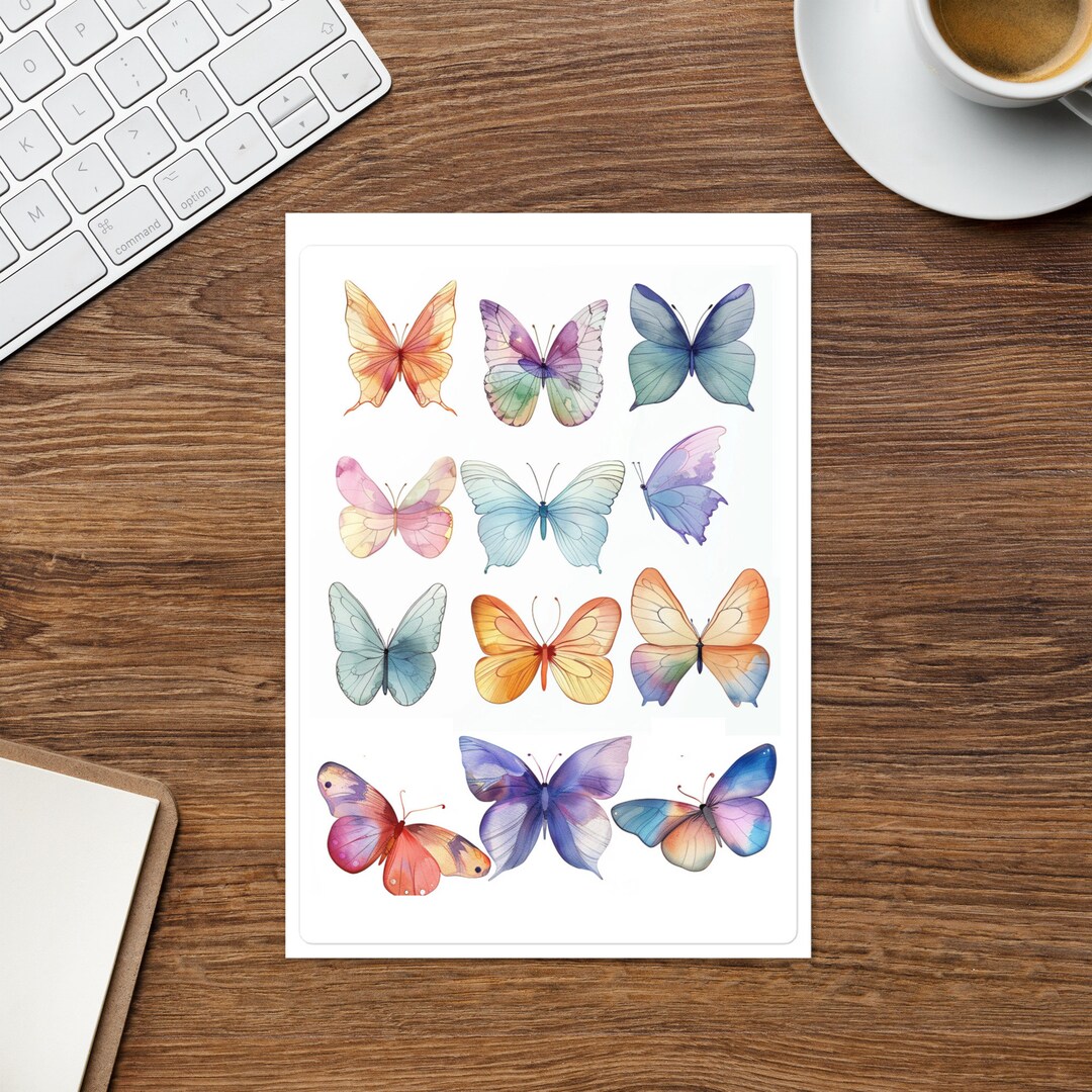 Watercolour Butterfly Sticker Sheet Flying Butterflies Journal Stickers ...