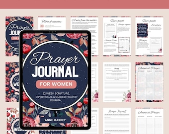 Gebet Journal Printable Bundle mit wöchentlichen Bibelvers, Dankbarkeit, Gebete, tägliches Gebet Printable Planner zur Verfolgung von Gebeten