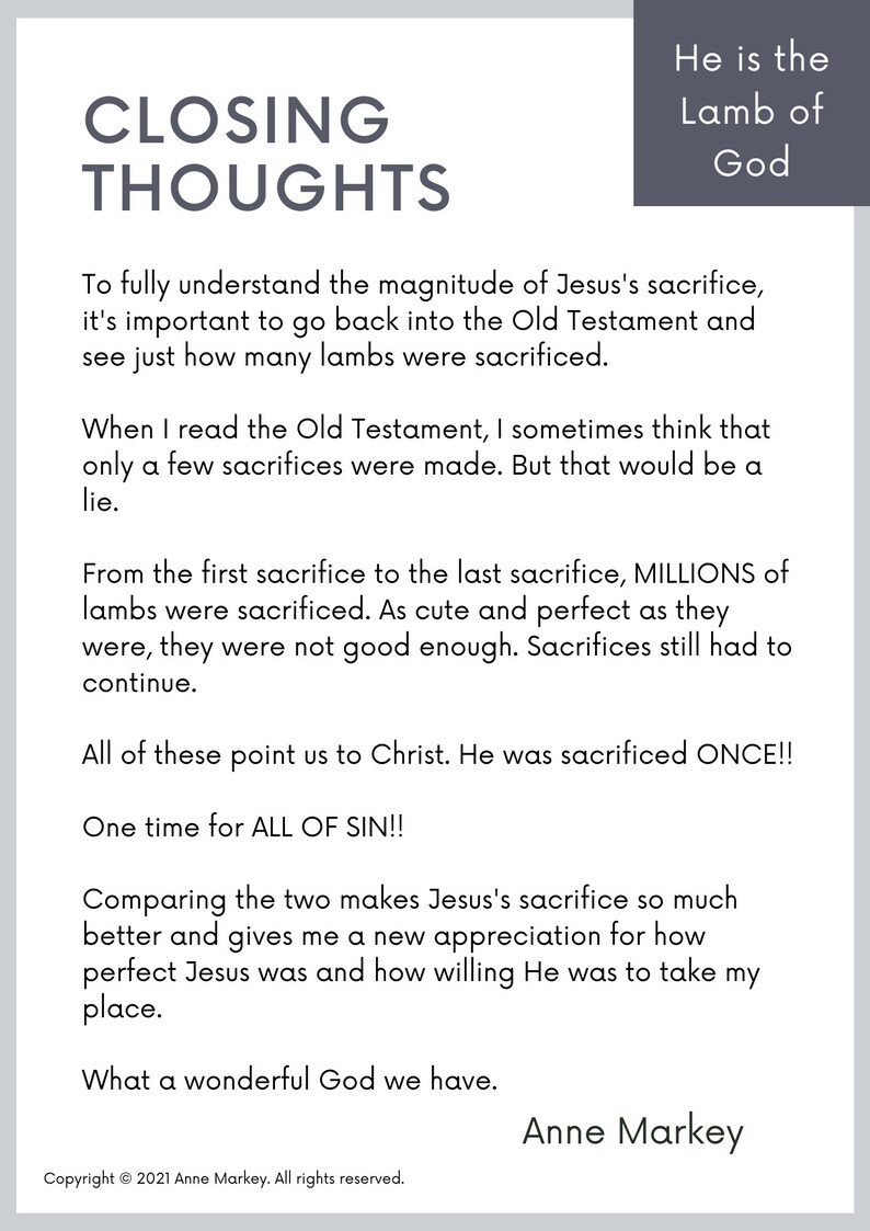 Jesus is the Lamb of God Names of God Bible Study Workbook Etsy