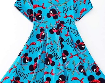 Disney Cruise Pirate twirl Dress Girls Sizes 12/18m up to 18/20 tweens