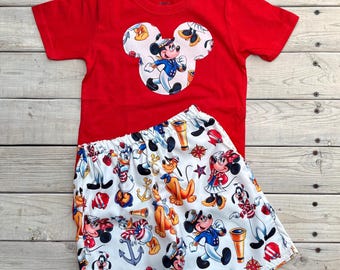 Disney Cruise 2 pc Short set Boyd sizes 2T 3T 4T 4/5 5 6 7 8