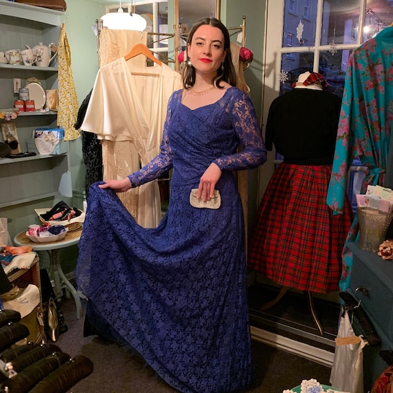 Late 1940's Lace Evening Gown