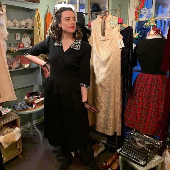 Vintage 1940's Black Day Dress