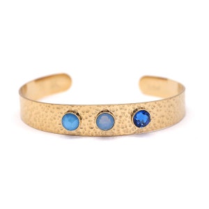 Hammered jet bracelet in gold steel and Crystals/Cristal Golden Hammered Bangle Bracelet
