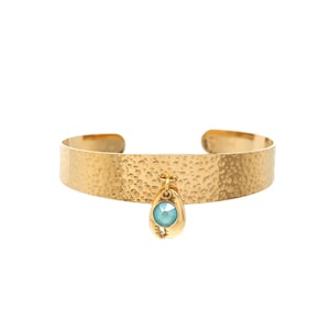 HAMMERed jet bracelet in gold steel CAURI and Cristal/CAURI and Cristal Golden Hammered Bangle Bracelet