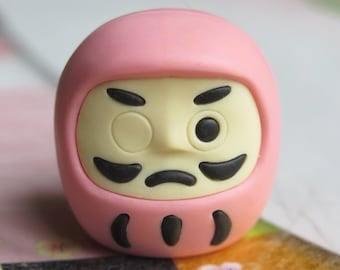 Daruma, eraser, Japan, kawai, puzzle eraser, collecting and playing, lucky charm, pink