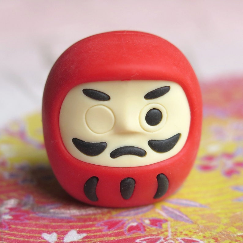 Daruma, eraser, Japan, kawai, puzzle eraser, collecting and playing, lucky charm, red image 1