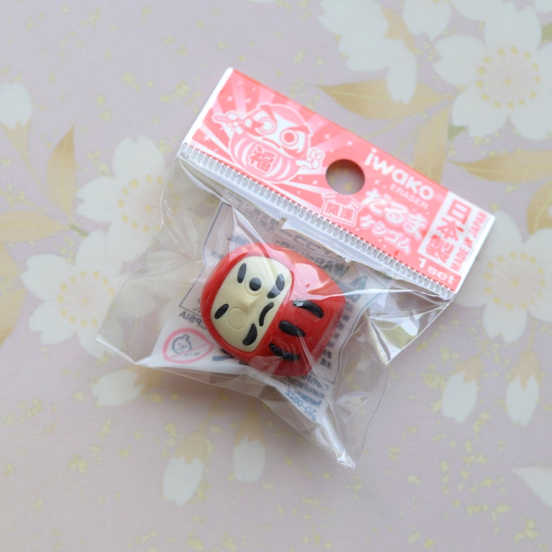 Daruma, eraser, Japan, kawai, puzzle eraser, collecting and playing, lucky charm, red image 2