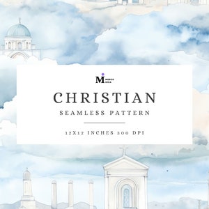 Christian Seamless Pattern, Religious Cross Digital Paper, Heaven Sublimation, Church Textile Digital, Jesus Faith Repeating Pattern