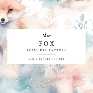 Räv seamless mönster, hund seamless mönster, räv babyshower, akvarell räv upprepande mönster, räv tyg akvarell textur, nyckfull räv