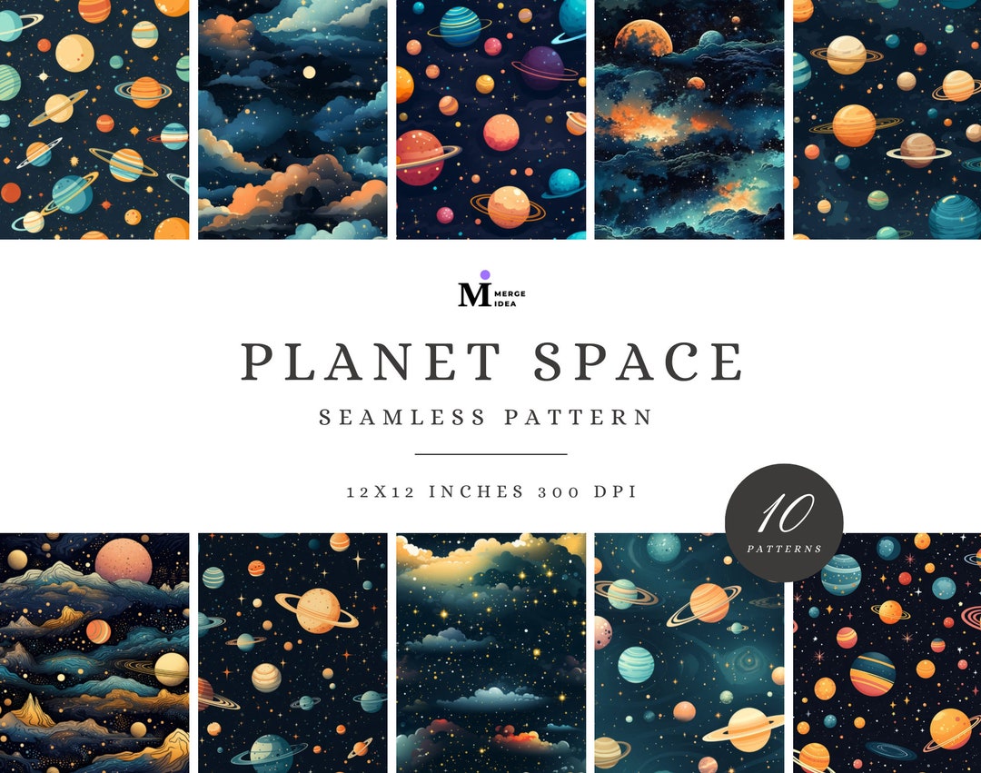 Planet Space Seamless Pattern, Space Repeatable Pattern, Planets Paper ...