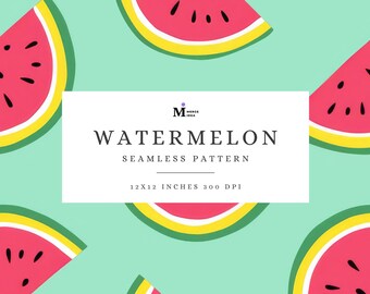 Watermelon Digital Paper, Watermelon Fabric Pattern, Watermelon Slice Seamless Pattern, Fruit Seamless, Cute Watermelon Printable Digital