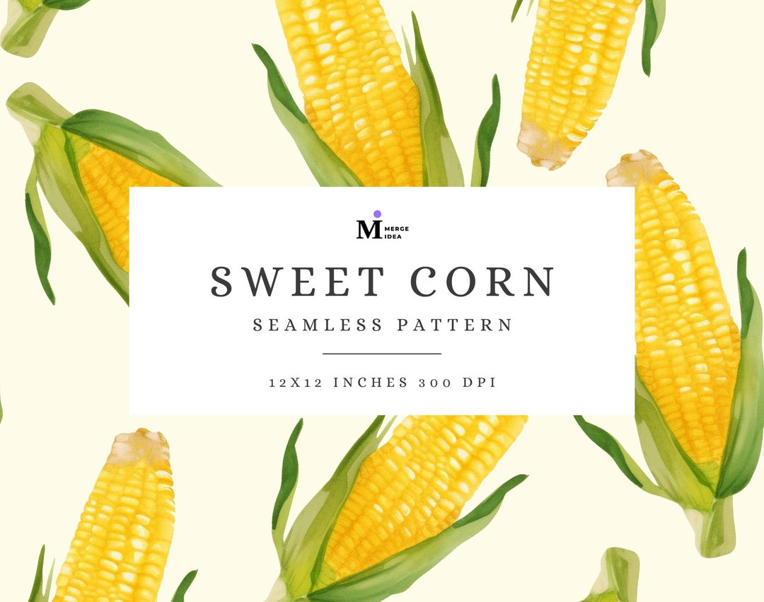 Sweetcorn Pattern Sweet Corn Seamless Pattern, Corncob Watercolor Digital Paper ...
