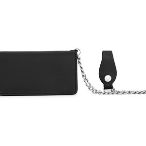 Portafoglio biker in pelle fatto a mano personalizzato con catena di sicurezza, portafoglio sottile per donna e uomo, scomparti per carte e fermasoldi, Made in Italy