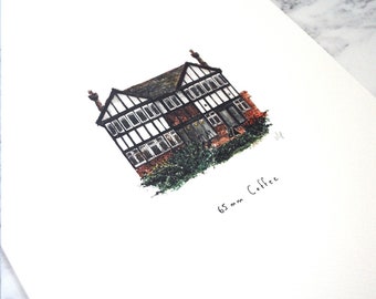 Tonbridge Illustration Print - 65mm Coffee