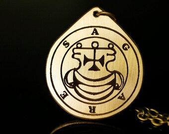 Agares seal necklace, Ars goetia demon jewelry, Sigil of Agares pendant