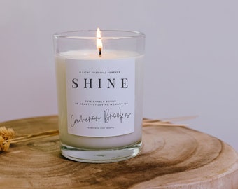 Personalized Memorial Candle Label for Weddings, Funerals, Memorials, Wakes | Fully Editable On Canva | Minimalist Designed Instant Download