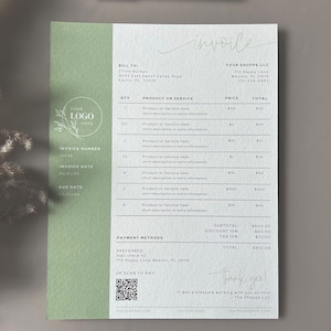 Printable Receipt | Invoice Template Editable | Small Business Custom Order Form | Invoice Form | Minimalist Invoice | Instant Download