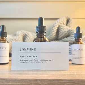 MINIMALISTIC LABEL | Fragrance Name + Note + Description Labels for Candlemaking, Body Oils, Perfume, Diffusers, or Soapmaking in 56 scents