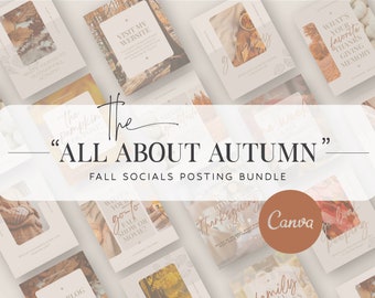 Autumn Social Media Post Templates: 20 Canva Designs (Digital Download)