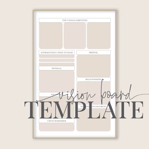 Minimalist, Printable Vision Board Template | DIY Manifestation Board