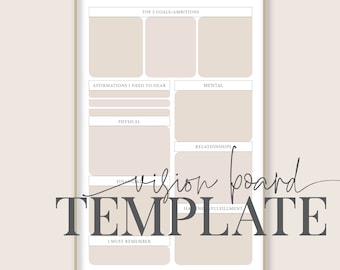 Minimalist, Printable Vision Board Template | DIY Manifestation Board