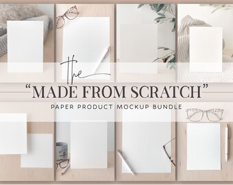 Paper Product Mockup Bundle: 62 Digital Art Flat Lay Images