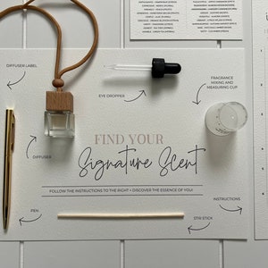Kenmerkende geurverspreider voor olieverspreider | Feestgids DIY geurverspreider | Instructies, placemat, label en info | Volledig bewerkbaar op canvas