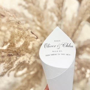 DIY Blütenblatt Kegel, Hochzeit Blütenblatt oder Konfetti Werfen, Papierkegel, PERSONALISIERTE druckbare Vorlage | 2 Größen vollständig auf Canva bearbeitbar | Minimalistisch