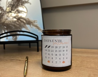 Halloween Countdown Sticker Label for Candles | Fully Canva Editable "Days Until Halloween" | Last Minute Fall Gift Idea for Boo Basket