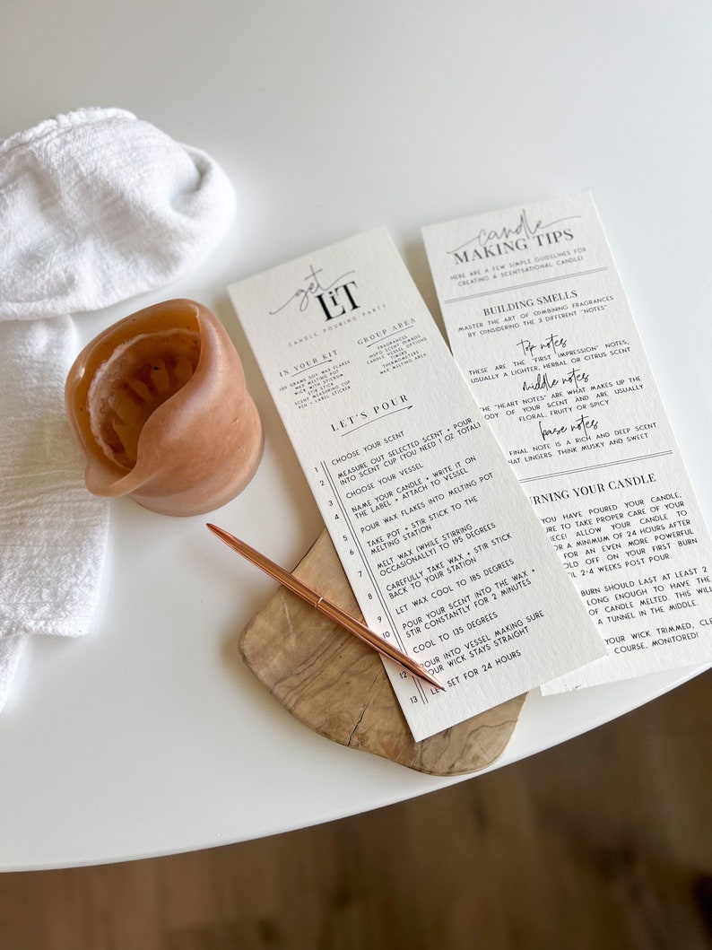 Candle Pouring Instructions Printable Minimalist Style for Candlemakers