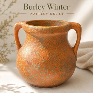 Vintage Burley Winter Pottery No 54 Double Handle Vase Blended Glaze 6.5 in