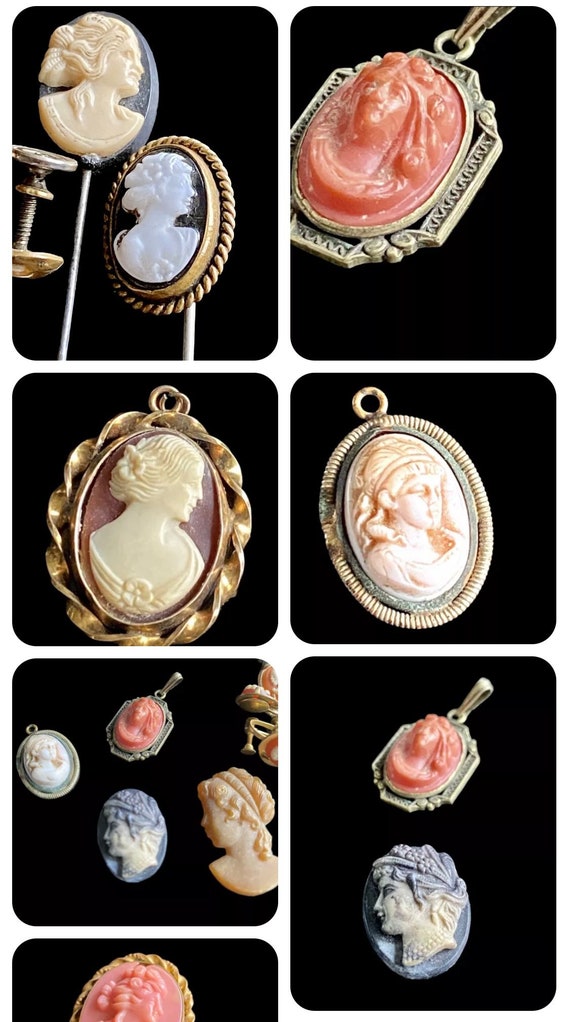 Lot of Mixed Cameo jewelry -  Brooches Hat Pins E… - image 2
