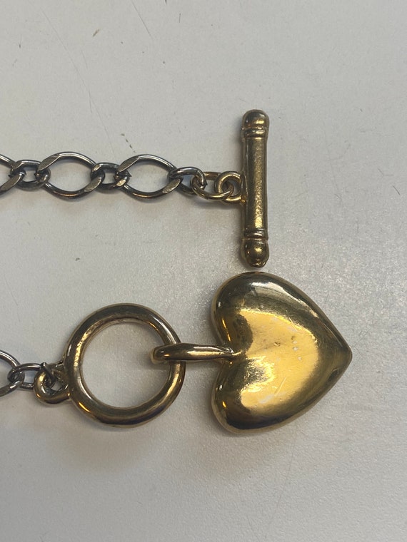 Vintage Bubble Heart Gold and Silver Bracelet - image 4