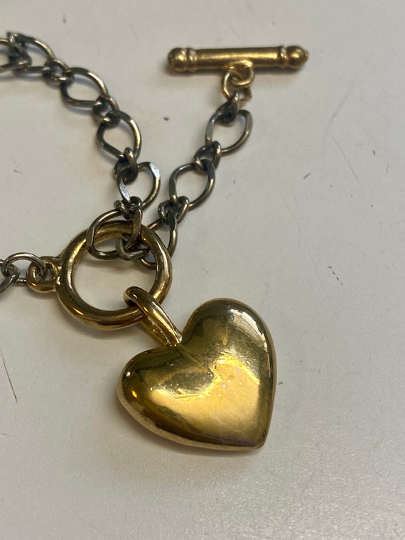 Vintage Bubble Heart Gold and Silver Bracelet - image 7