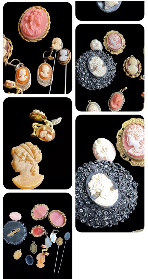 Lot of Mixed Cameo jewelry -  Brooches Hat Pins E… - image 3