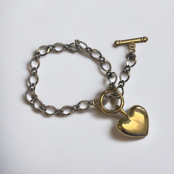 Vintage Bubble Heart Gold and Silver Bracelet - image 1